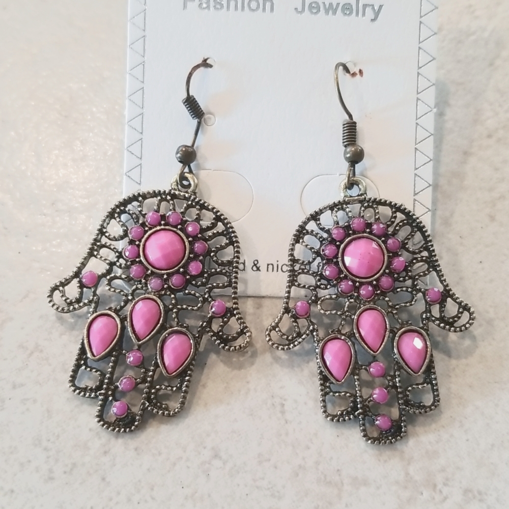 3 for $15  Hamsa Hand Dangle Earrings